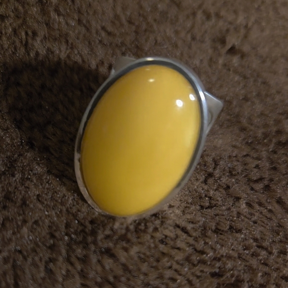 Vintage Jay King Yellow Cabochon Very Unique Sterling Silver 925 Ring  Jewelry - Picture 7 of 16